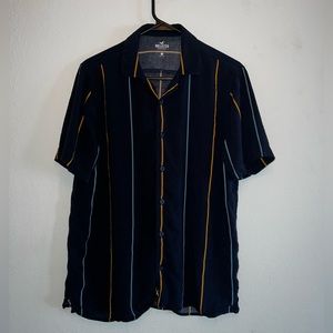 Navy w Yellow Pin Stripe Button Down